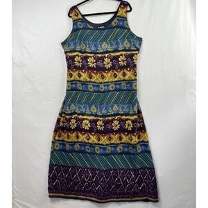 Vintage 80s Gabrielle Dress Womens size 18 Maxi Shift Coastal Tropical Travel